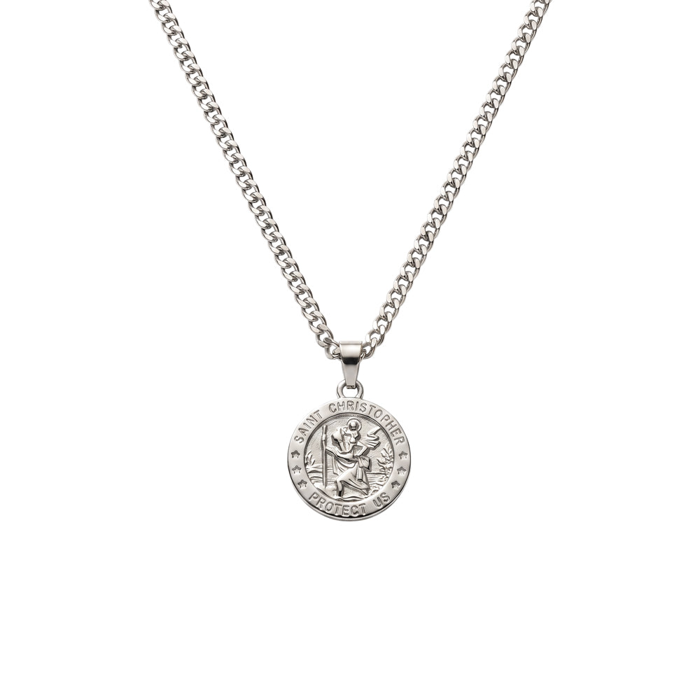 Saint Christopher Cuban Necklace in silver