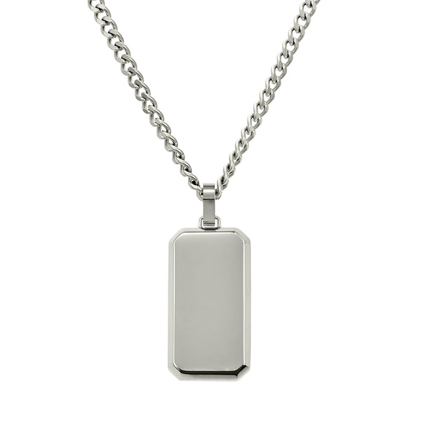 Lussèco Cuban Link Dog Tag Necklace — silver stainless steel necklace