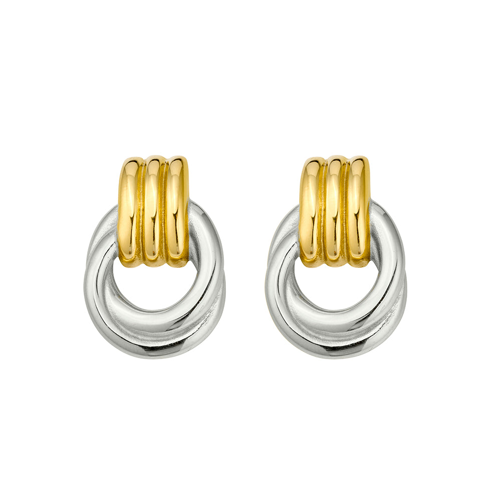 Lussèco Two-Tone Triple Knot Earrings — gold stainless steel earrings