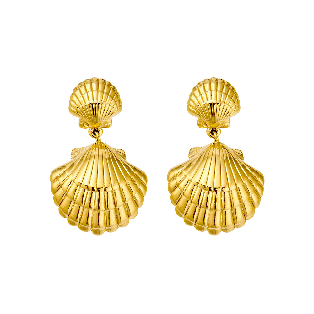 Double Shell Drop Earrings