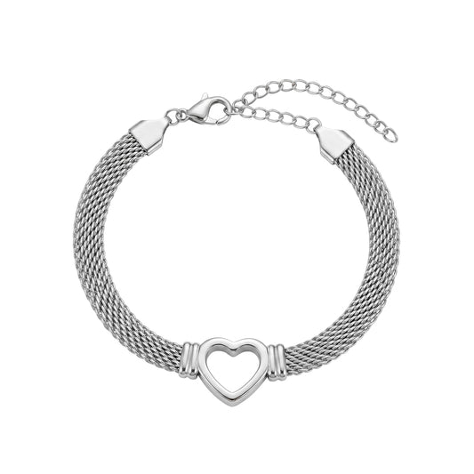 Mesh Heart Bracelet in silver