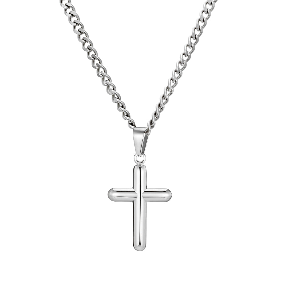 Round Cross Pendant Curb Chain
