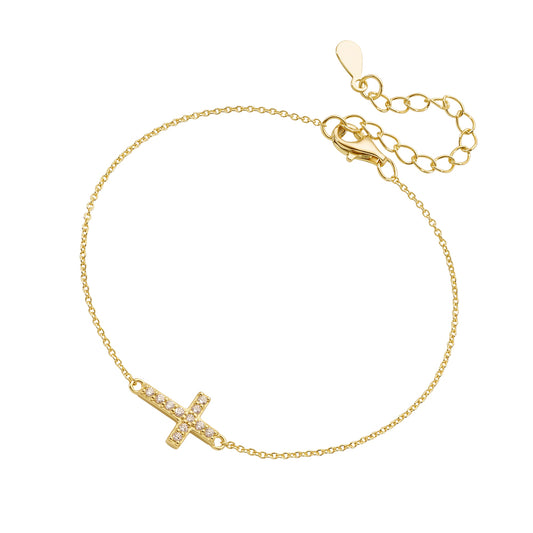 Fine Chain Cross Bracelet in gold