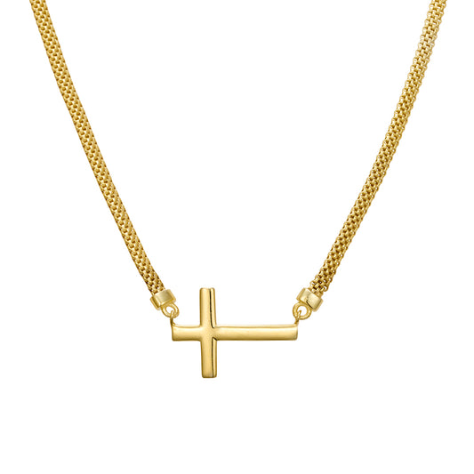 Horizontal Cross Mesh Chain Necklace