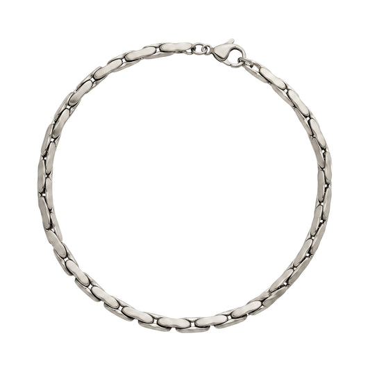 Matte Rounded Link Bracelet in matte silver