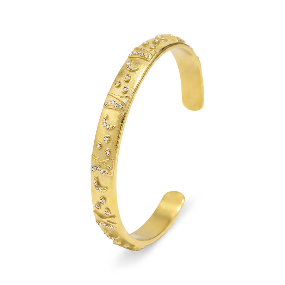 Embellished CZ Cuff Bangle in gold