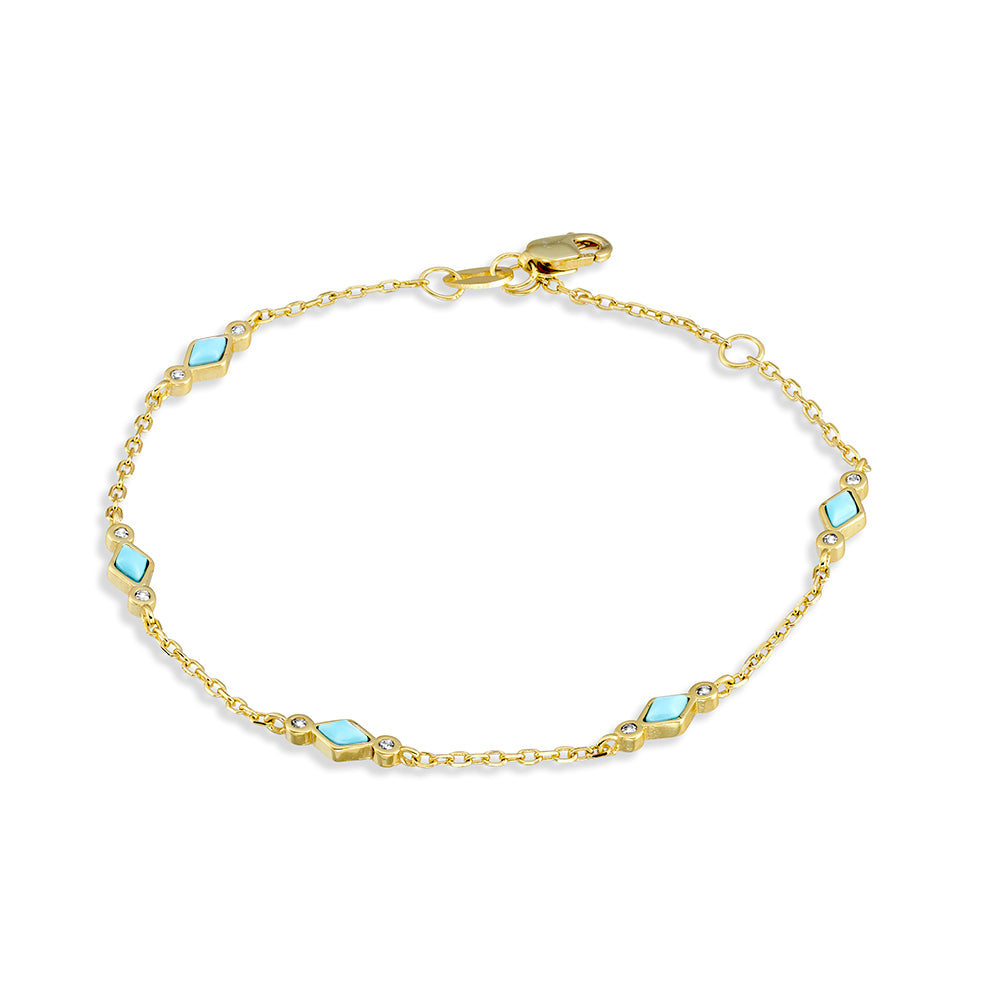 Turquoise Enamel Station Bracelet