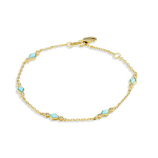 Turquoise Enamel Station Bracelet