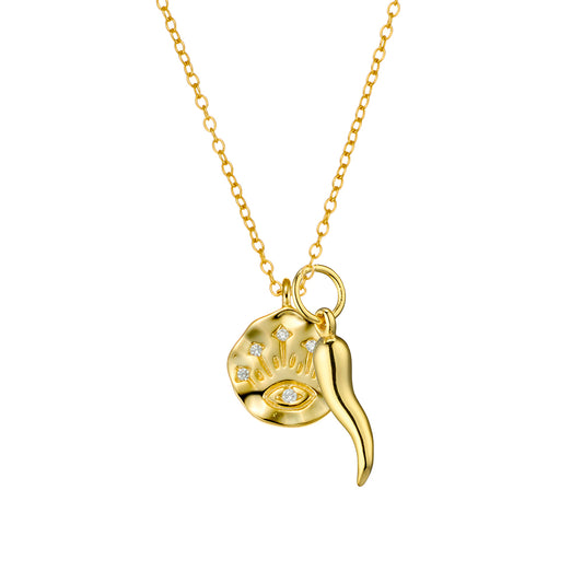 Cornicello & Evil Eye Pendant Necklace