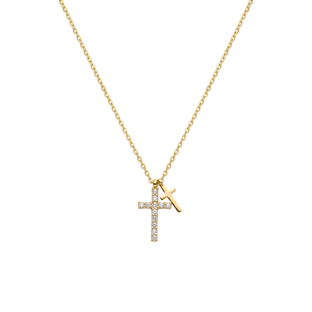 Double Cross Necklace in gold