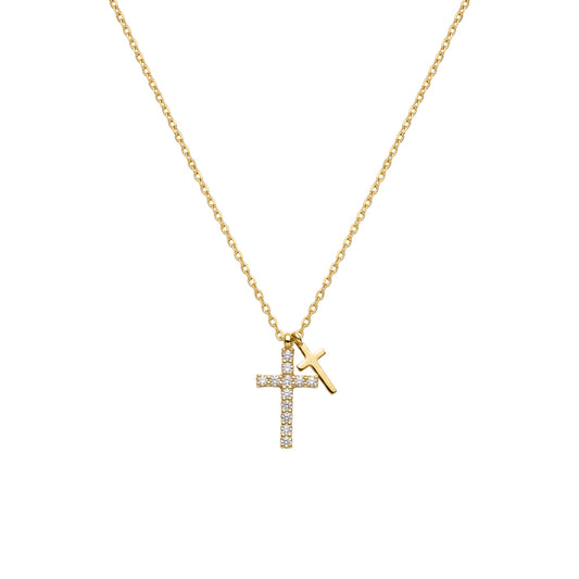 Double Cross Necklace in gold