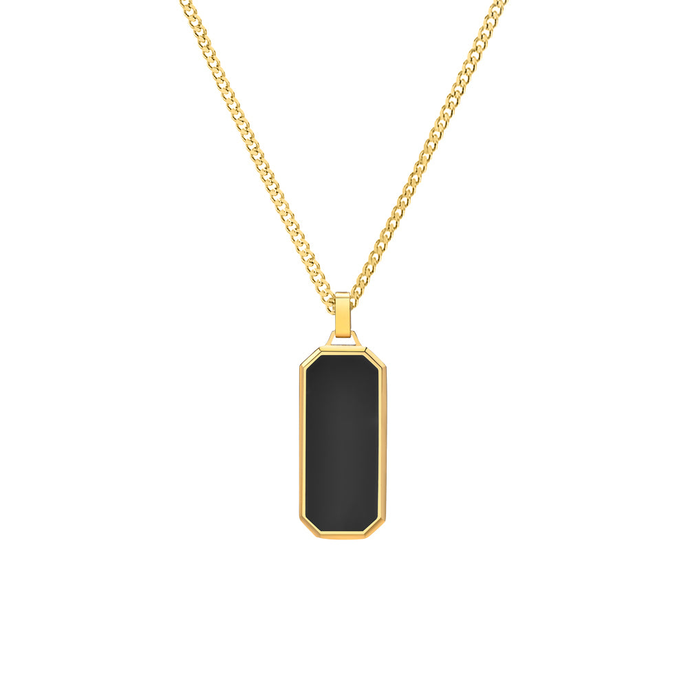 Black Onyx Tag Pendant Necklace