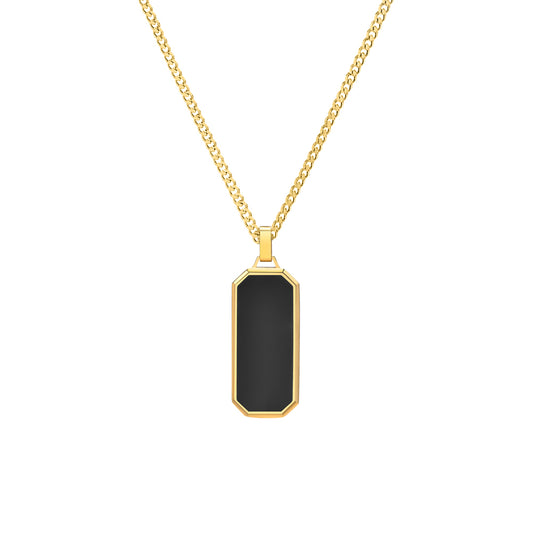 Black Onyx Tag Pendant Necklace