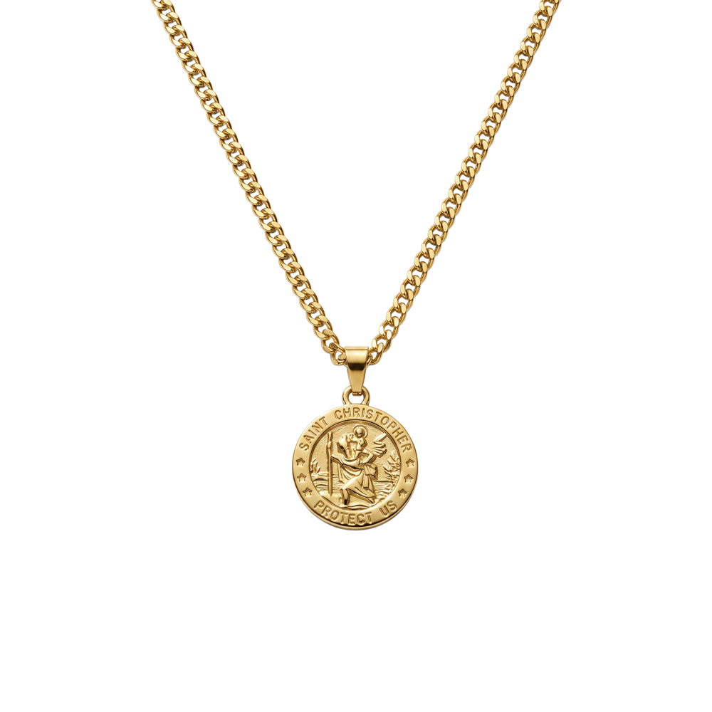 Saint Christopher Cuban Necklace in gold