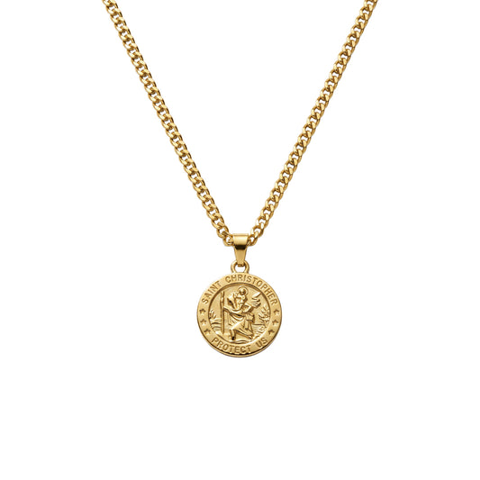 Saint Christopher Cuban Necklace in gold