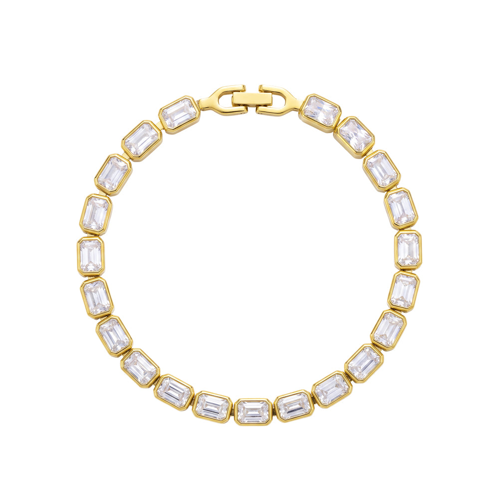 Rectangle CZ Tennis Bracelet in gold
