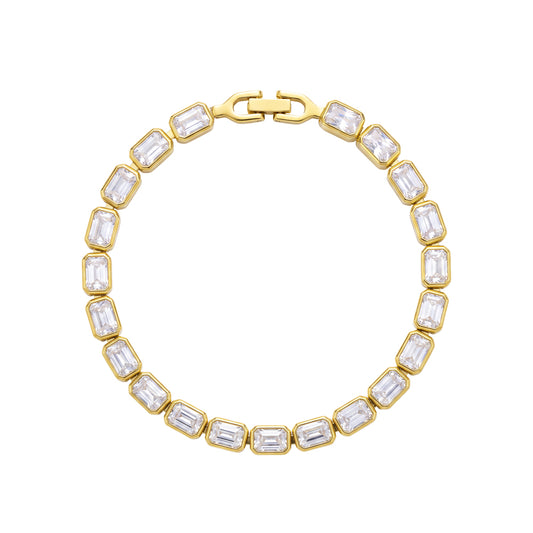 Rectangle CZ Tennis Bracelet in gold