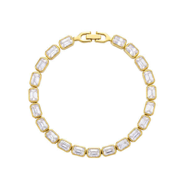 Rectangle CZ Tennis Bracelet in gold