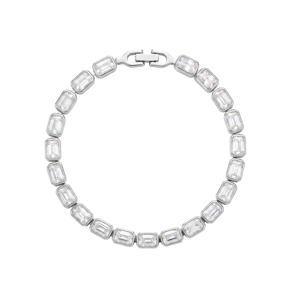 Rectangle CZ Tennis Bracelet in silver