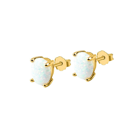 Mini Oval Opalite Studs in gold