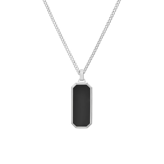 Black Onyx Tag Pendant Necklace