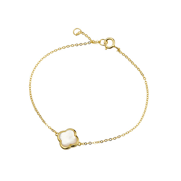 Lussèco Mother of Pearl Flower Bracelet — gold stainless steel bracelet