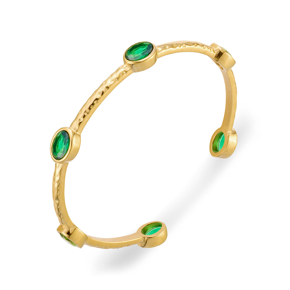 Hammered CZ Cuff Bangle