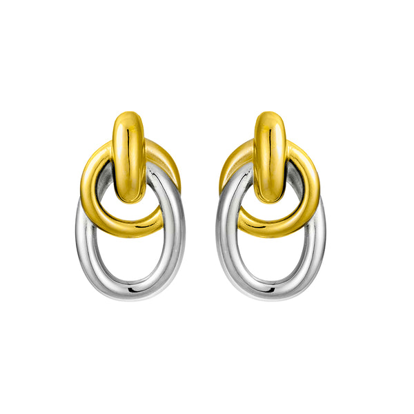 Lussèco Two-Tone Oversized Knot Earrings — gold stainless steel earrings