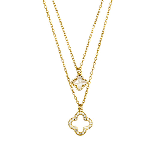 Double Layered Flower Pendant Necklace