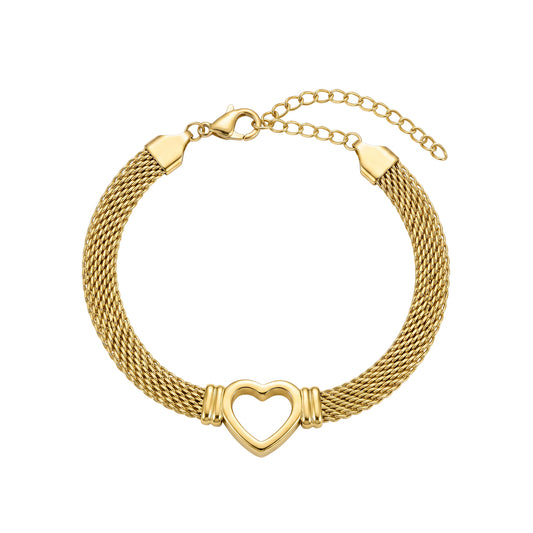 Mesh Heart Bracelet in gold