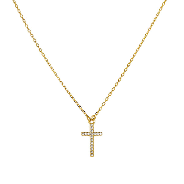 Fine Necklace With CZ Cross Pendant