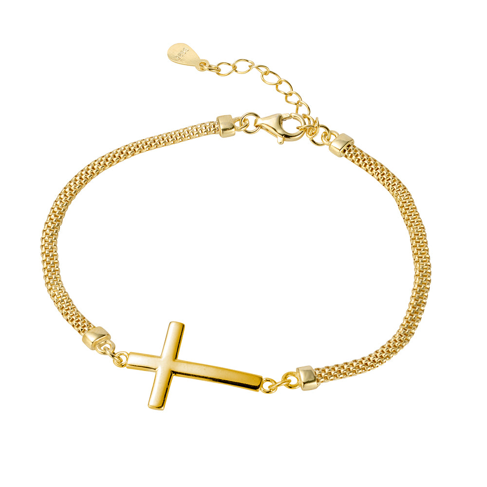 Mesh Chain Bracelet with Side Cross