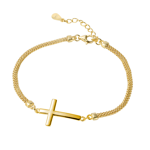 Mesh Chain Bracelet with Side Cross
