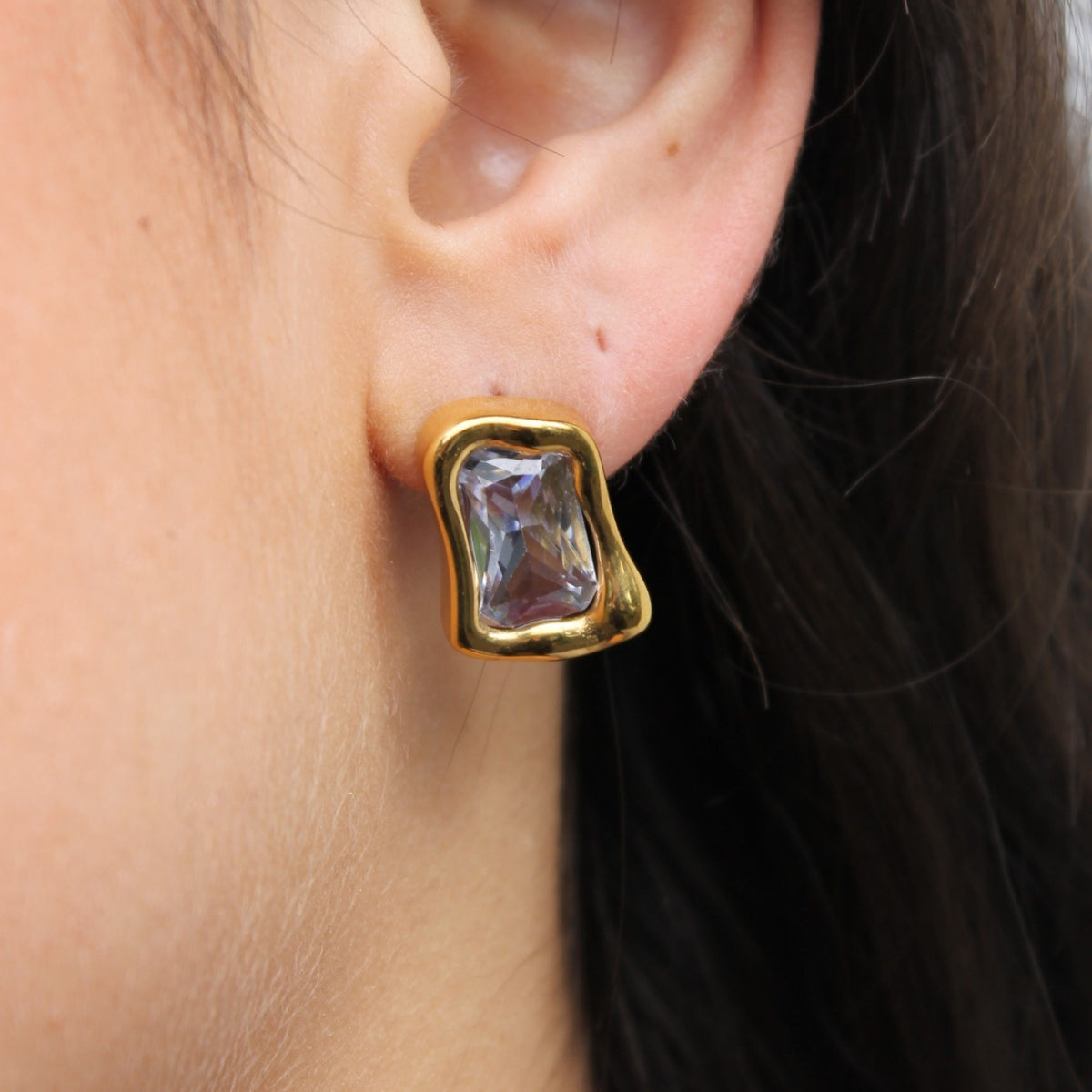Molten CZ Stone Earring worn on the ear (placeholder for The Ear Edit)