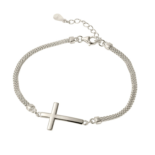 Mesh Chain Bracelet with Side Cross