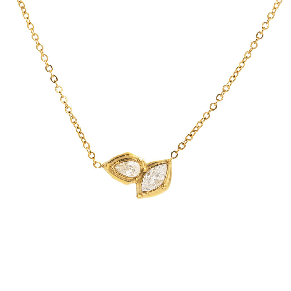 Duo Teardrop Pendant Necklace in gold