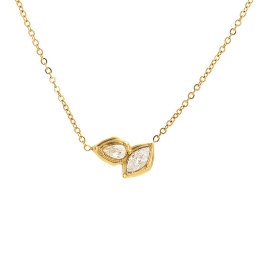 Duo Teardrop Pendant Necklace in gold