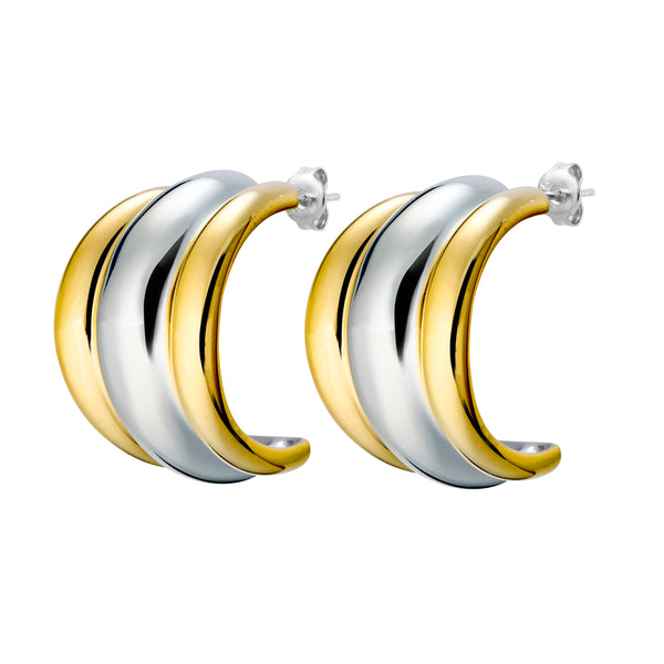Lussèco Two-Tone Bold Hoops — gold stainless steel earrings