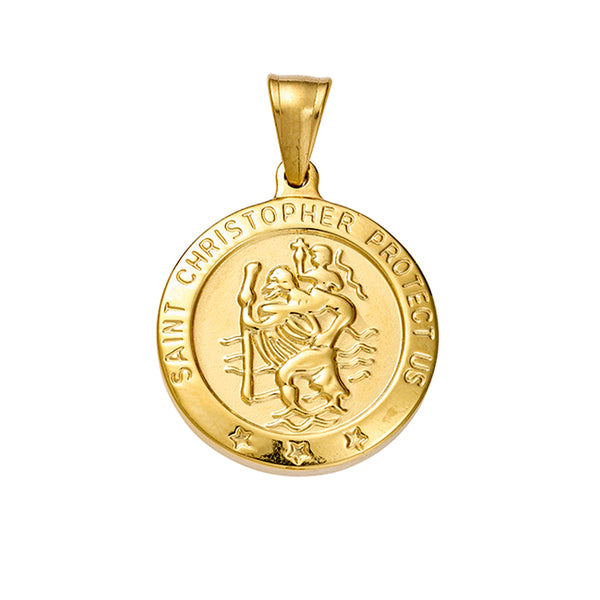 Lussèco Saint Christopher Medallion — gold stainless steel pendant