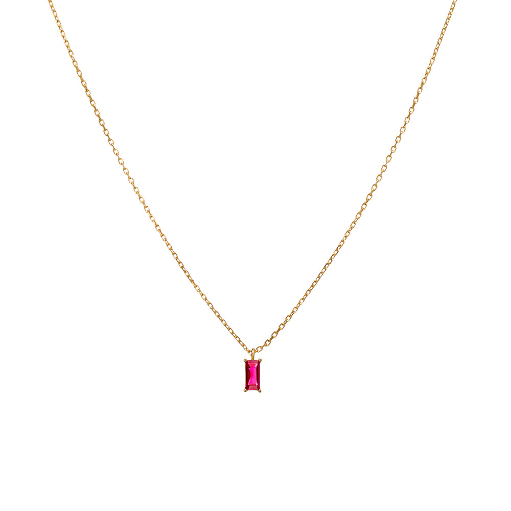 Ruby Baguette Pendant Necklace