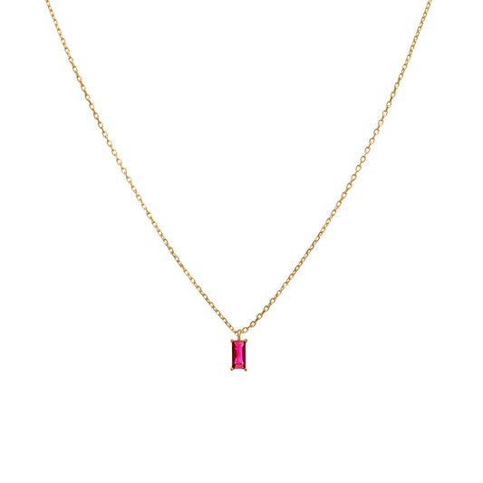 Ruby Baguette Pendant Necklace