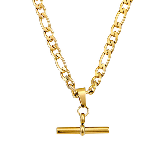 Figaro Chain Necklace with T-Bar Pendant
