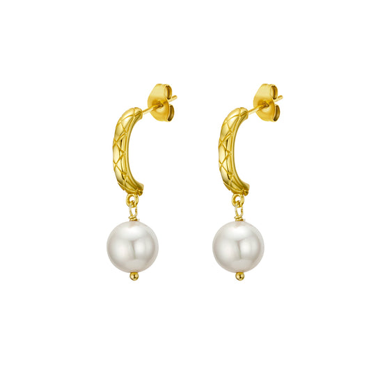 Half Hoop Fresh Water Pearl Earrings