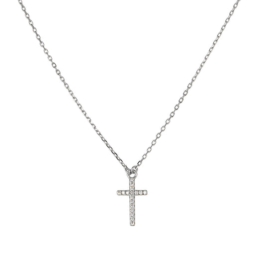 Fine Necklace With CZ Cross Pendant